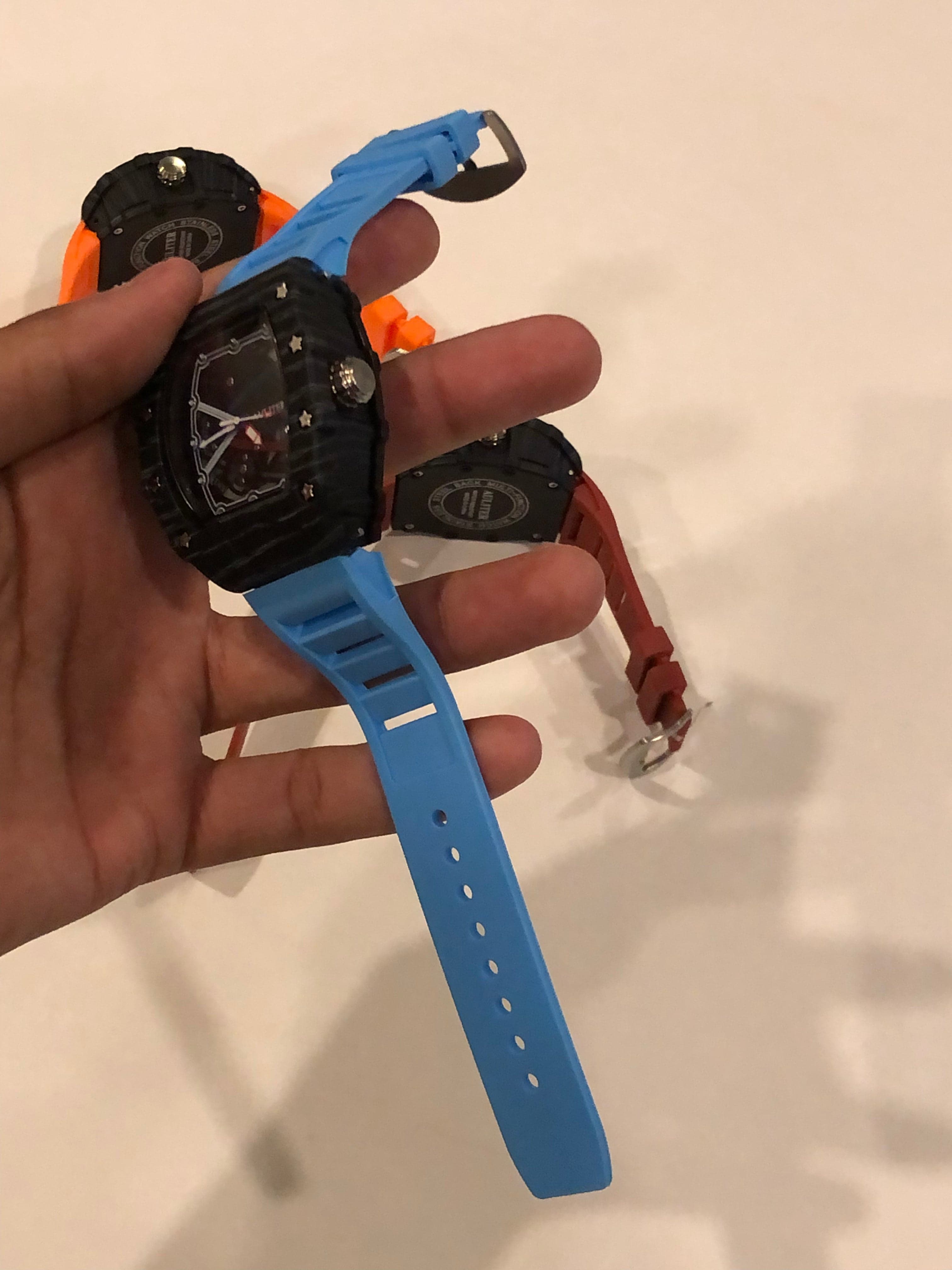 Men's Sky Blue Skeleton Sport Watch | RM Inspired Design | Durable Silicone Strap