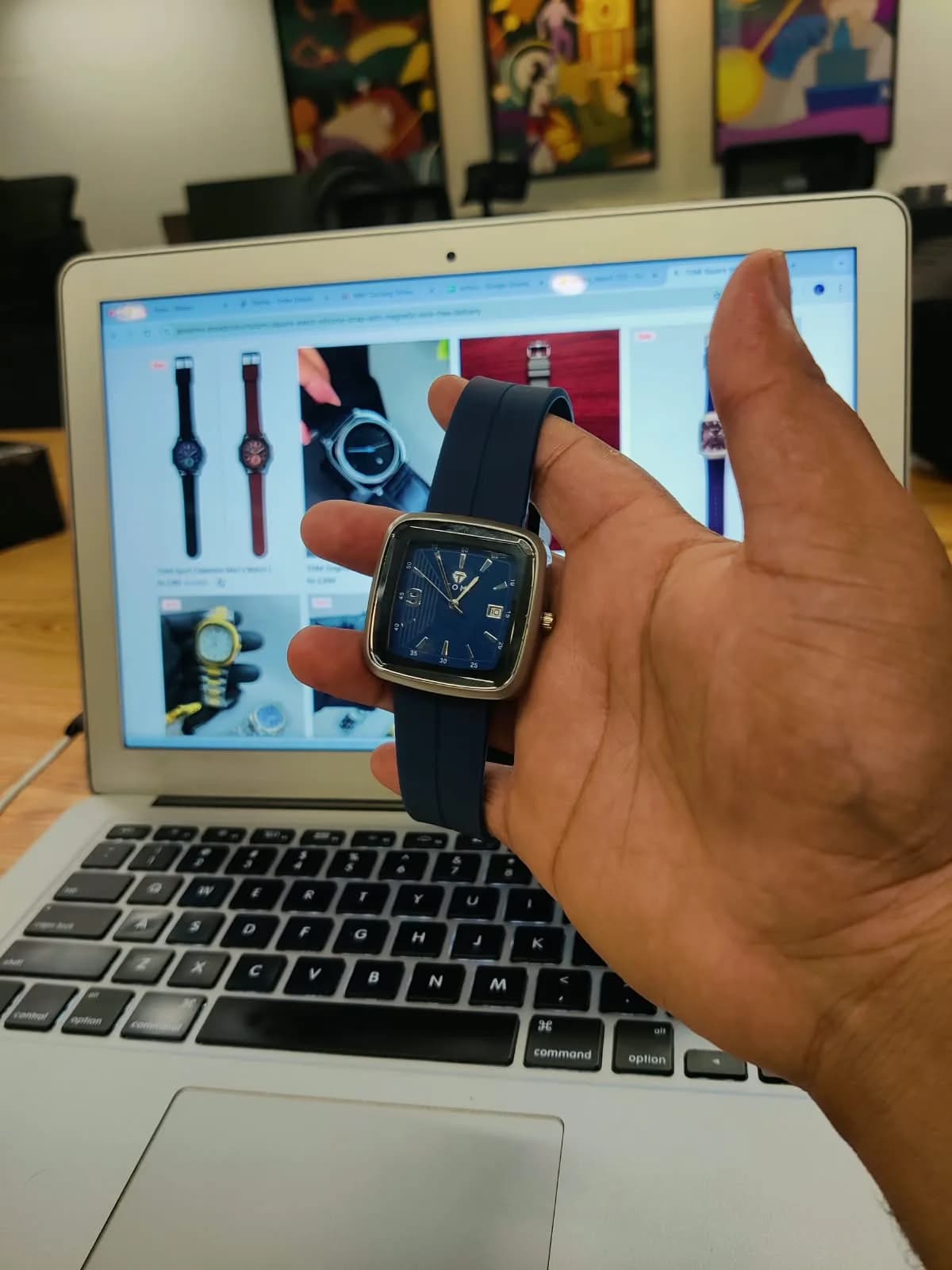 TOMI Square Watch | Silicone Strap with Magnetic Lock - with Date